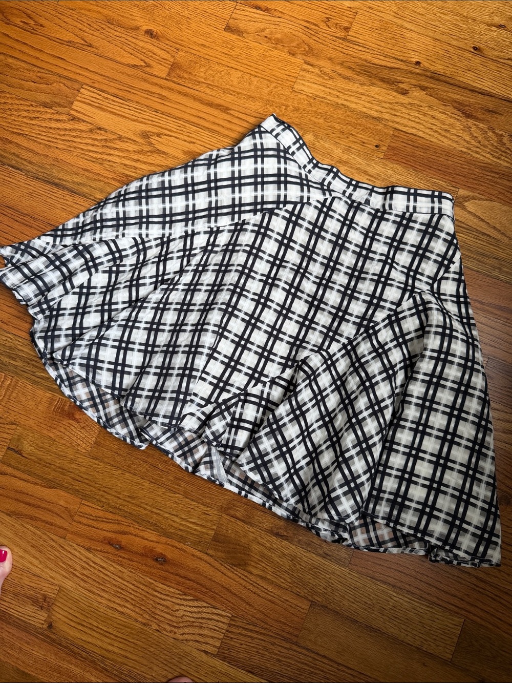 Ann Taylor Black and White Plaid Skater Skirt